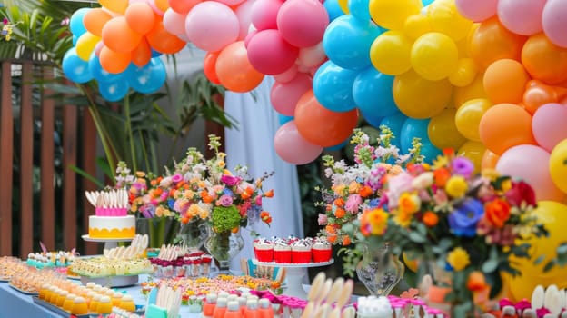 Creative party arrangement designed in a visually appealing pattern