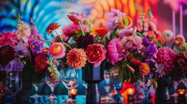 Eye-catching party arrangement designed with a visually stunning pattern