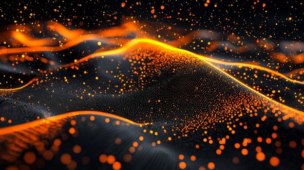 A hyper-detailed, high-resolution 3D rendering showcasing an abstract design in rich orange and black tones. The composition combines natural textures with a modern, high-contrast aesthetic, resulting in a visually compelling image that emphasizes depth and detail.