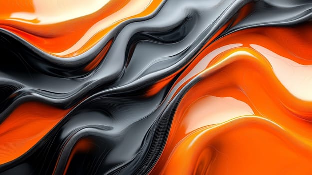 A hyper-detailed, high-resolution 3D rendering showcasing an abstract design in rich orange and black tones. The composition combines natural textures with a modern, high-contrast aesthetic, resulting in a visually compelling image that emphasizes depth and detail.