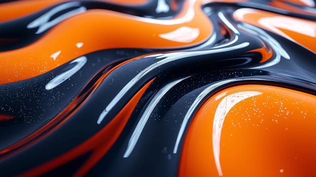 A hyper-detailed, high-resolution 3D rendering showcasing an abstract design in rich orange and black tones. The composition combines natural textures with a modern, high-contrast aesthetic, resulting in a visually compelling image that emphasizes depth and detail.