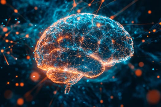 Illustration of the thought processes in the brain. Artificial intelligence and neural network concept. AI generated