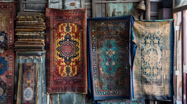 Islamic-inspired tapestry wall hangings with intricate patterns, adding texture and interest to walls.