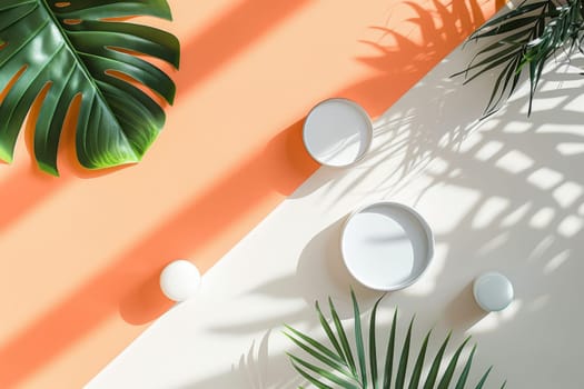 Flat lay of contemporary interior design elements on a clean background.