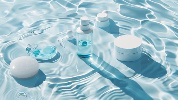 Harmonious layout pattern of beauty and wellness essentials inspired by water ripples