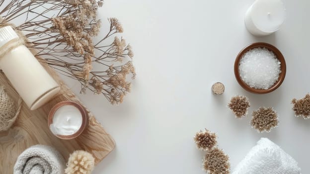 Minimalist display of natural self-care items