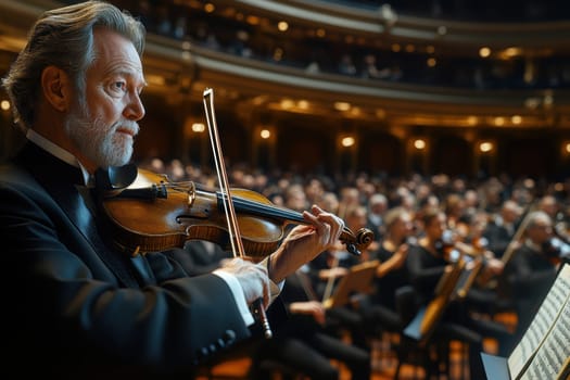 A concert played by a symphony orchestra. AI generative.