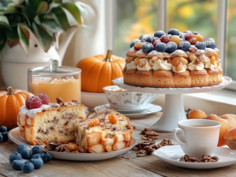 thanks giving traditions around the world, coffee, dessert . AI generative.