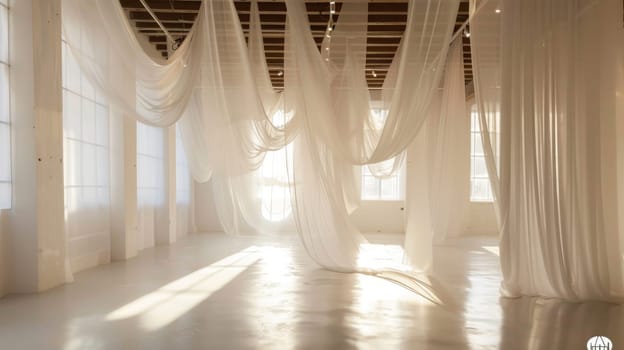 Minimalist party setup emphasizes space and light for an airy feel