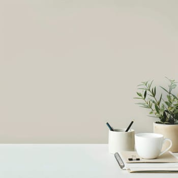 Minimalistic business background featuring office essentials.