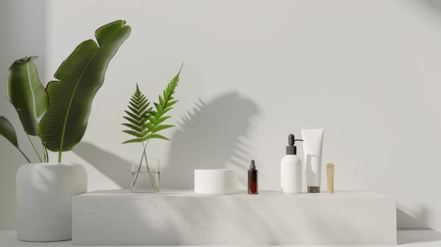 Minimalistic mockup setup highlighting products on a neutral white backdrop.