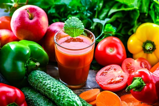 Glass with fresh vegetable juice. Detox diet