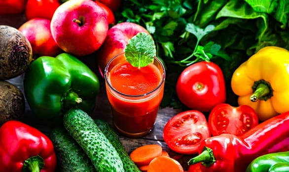 Glass with fresh vegetable juice. Detox diet