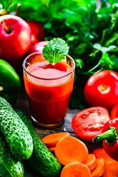 Glass with fresh vegetable juice. Detox diet