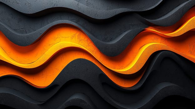 A hyper-detailed, high-resolution 3D rendering showcasing an abstract design in rich orange and black tones. The composition combines natural textures with a modern, high-contrast aesthetic, resulting in a visually compelling image that emphasizes depth and detail.
