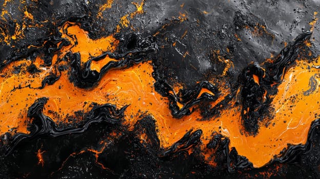 A hyper-detailed, high-resolution 3D rendering showcasing an abstract design in rich orange and black tones. The composition combines natural textures with a modern, high-contrast aesthetic, resulting in a visually compelling image that emphasizes depth and detail.