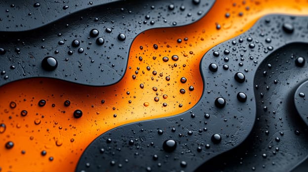 A hyper-detailed, high-resolution 3D rendering showcasing an abstract design in rich orange and black tones. The composition combines natural textures with a modern, high-contrast aesthetic, resulting in a visually compelling image that emphasizes depth and detail.