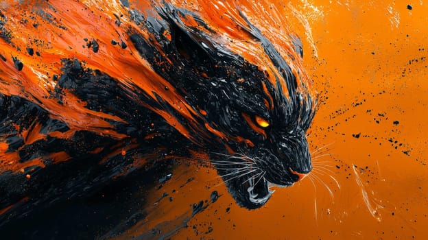 A hyper-detailed, high-resolution 3D rendering showcasing an abstract design in rich orange and black tones. The composition combines natural textures with a modern, high-contrast aesthetic, resulting in a visually compelling image that emphasizes depth and detail.
