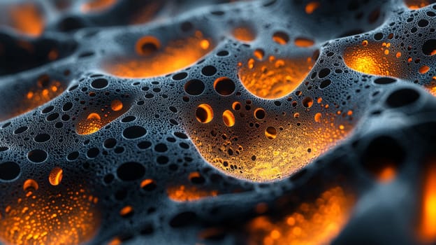 A high-resolution 3D rendering displaying an abstract biogenic structure in vibrant orange and deep black tones. This hyper-detailed, high-contrast image brings together organic forms with a futuristic aesthetic, creating a visually striking and intricate composition.