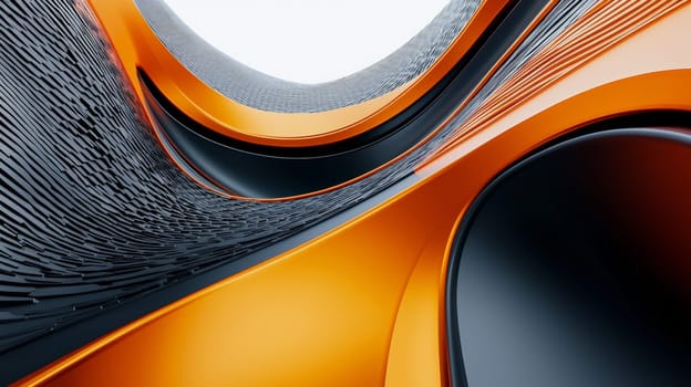 A hyper-detailed, high-resolution 3D rendering showcasing an abstract design in rich orange and black tones. The composition combines natural textures with a modern, high-contrast aesthetic, resulting in a visually compelling image that emphasizes depth and detail.