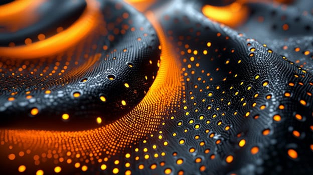 A hyper-detailed, high-resolution 3D rendering showcasing an abstract design in rich orange and black tones. The composition combines natural textures with a modern, high-contrast aesthetic, resulting in a visually compelling image that emphasizes depth and detail.