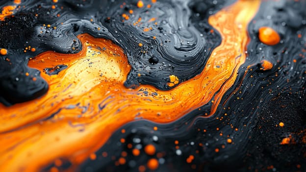 A hyper-detailed, high-resolution 3D rendering showcasing an abstract design in rich orange and black tones. The composition combines natural textures with a modern, high-contrast aesthetic, resulting in a visually compelling image that emphasizes depth and detail.