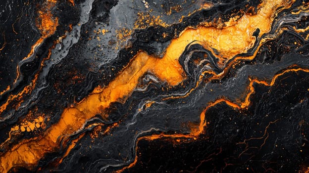 A hyper-detailed, high-resolution 3D rendering showcasing an abstract design in rich orange and black tones. The composition combines natural textures with a modern, high-contrast aesthetic, resulting in a visually compelling image that emphasizes depth and detail.