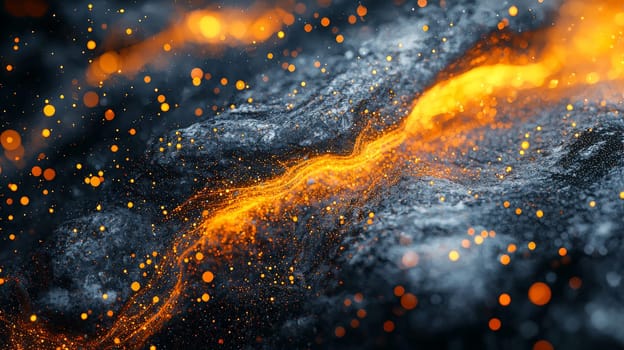 A hyper-detailed, high-resolution 3D rendering showcasing an abstract design in rich orange and black tones. The composition combines natural textures with a modern, high-contrast aesthetic, resulting in a visually compelling image that emphasizes depth and detail.