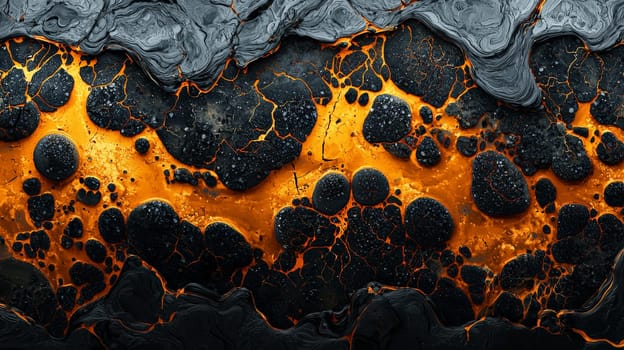 A hyper-detailed, high-resolution 3D rendering showcasing an abstract design in rich orange and black tones. The composition combines natural textures with a modern, high-contrast aesthetic, resulting in a visually compelling image that emphasizes depth and detail.