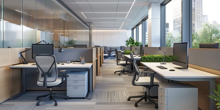 Professional office setup featuring generous copy space.