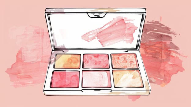 Simple line drawing of a highlighter palette for makeup-themed art.