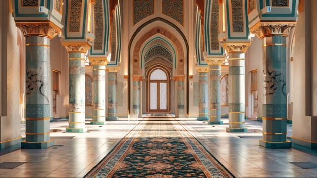 Traditional Islamic mosque with space for your religious event details.