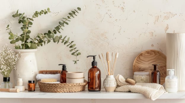 Tranquil display of self-care essentials featuring unobtrusive copy area