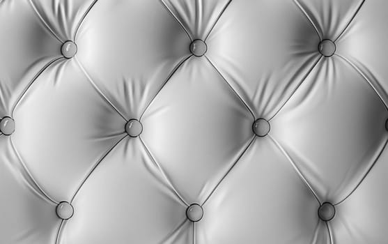 An ultra-close-up view of a luxurious tufted leather panel, showcasing the intricate diamond-patterned texture and the soft, inviting appearance of the material
