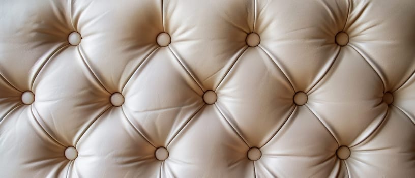A luxurious pattern of upholstered diamond-shaped tufting in a soft, creamy color, creating a sophisticated and inviting textural background
