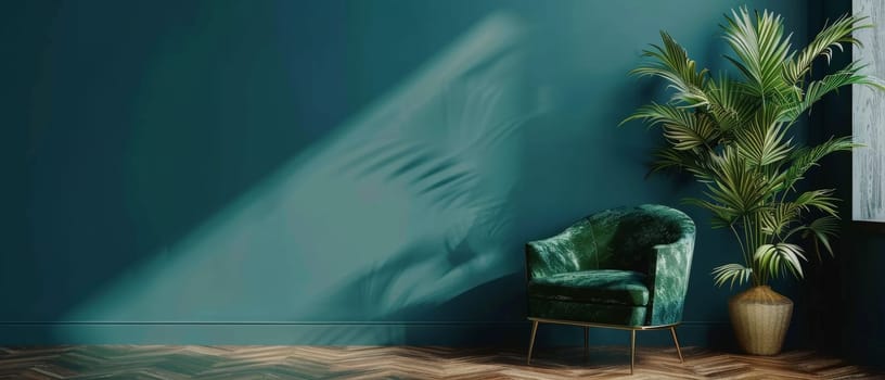 A cozy armchair nestled in a serene corner of a tropical oasis, surrounded by lush, verdant foliage and bathed in soft, diffused light, creating a calming and secluded retreat
