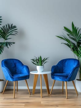 Verdant tropical plants fill the frame, creating a soothing, natural ambiance with their vibrant foliage against a muted concrete background