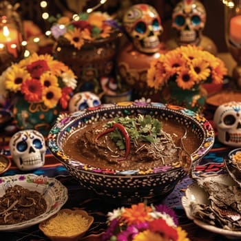 Vibrant Day of the Dead Altar Display.