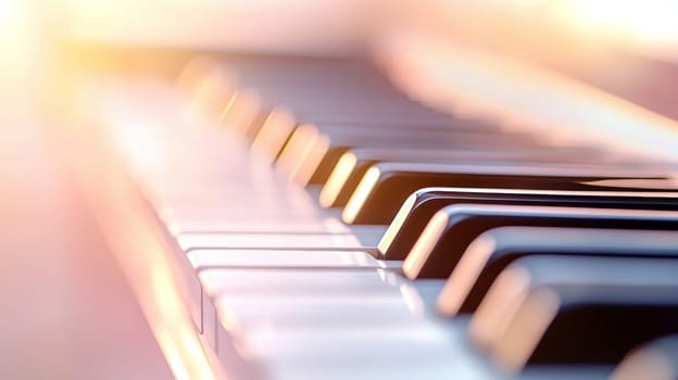 piano keyboard in a delicate combination of soft blue and pink tones with a texture reminiscent of fog
