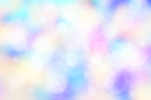 Colorful party background. Abstract pastel blue turquoise pink yellow texture with blurred bokeh lights and soft color circles. Beautiful backdrop for design of invitation for various holidays. Card concept.
