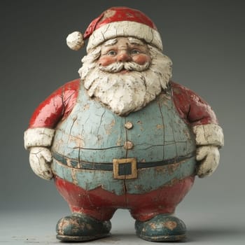 A vintage Santa Claus figurine stands proudly with bright red and blue showcasing intricate details and a charming smile perfect for holiday decor.