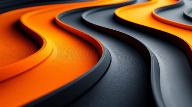 A hyper-detailed, high-resolution 3D rendering showcasing an abstract design in rich orange and black tones. The composition combines natural textures with a modern, high-contrast aesthetic, resulting in a visually compelling image that emphasizes depth and detail.