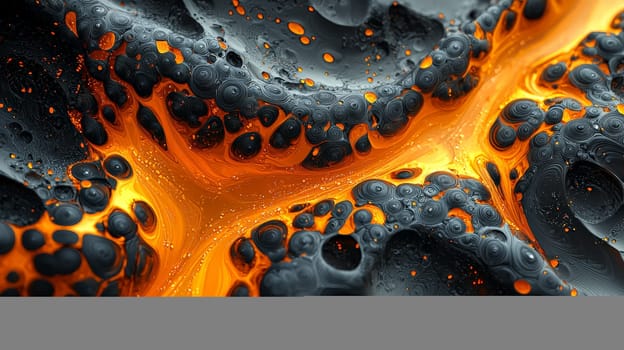 A high-resolution 3D rendering displaying an abstract biogenic structure in vibrant orange and deep black tones. This hyper-detailed, high-contrast image brings together organic forms with a futuristic aesthetic, creating a visually striking and intricate composition.