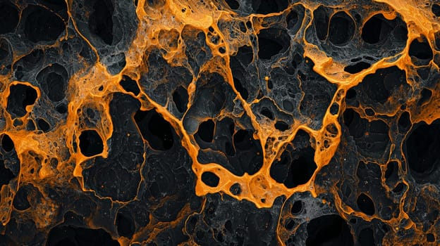 A hyper-detailed, high-resolution 3D rendering showcasing an abstract design in rich orange and black tones. The composition combines natural textures with a modern, high-contrast aesthetic, resulting in a visually compelling image that emphasizes depth and detail.
