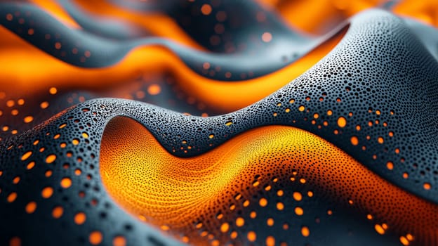 A hyper-detailed, high-resolution 3D rendering showcasing an abstract design in rich orange and black tones. The composition combines natural textures with a modern, high-contrast aesthetic, resulting in a visually compelling image that emphasizes depth and detail.