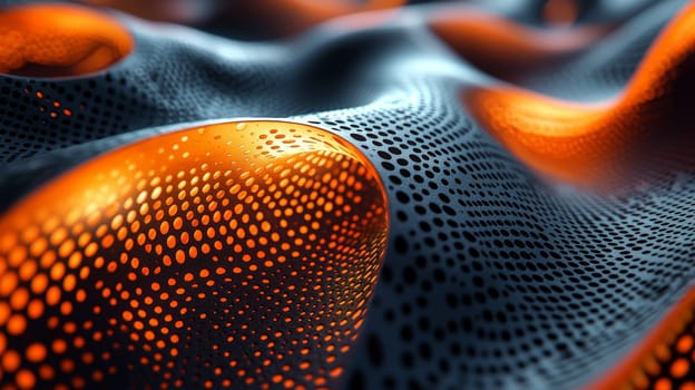 A hyper-detailed, high-resolution 3D rendering showcasing an abstract design in rich orange and black tones. The composition combines natural textures with a modern, high-contrast aesthetic, resulting in a visually compelling image that emphasizes depth and detail.