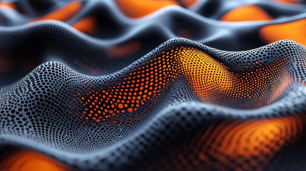 A hyper-detailed, high-resolution 3D rendering showcasing an abstract design in rich orange and black tones. The composition combines natural textures with a modern, high-contrast aesthetic, resulting in a visually compelling image that emphasizes depth and detail.