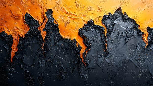 A hyper-detailed, high-resolution 3D rendering showcasing an abstract design in rich orange and black tones. The composition combines natural textures with a modern, high-contrast aesthetic, resulting in a visually compelling image that emphasizes depth and detail.