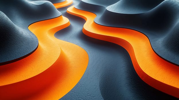 A hyper-detailed, high-resolution 3D rendering showcasing an abstract design in rich orange and black tones. The composition combines natural textures with a modern, high-contrast aesthetic, resulting in a visually compelling image that emphasizes depth and detail.