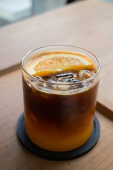 Fresh cold coffee drink with ice, stock photo